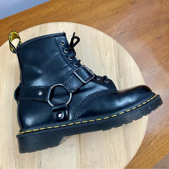 Dr. Martens 1460 Harness 8 Eye Black Leather Boots Men’s 7 Women’s Sz 8 25163001 - Picture 13 of 16